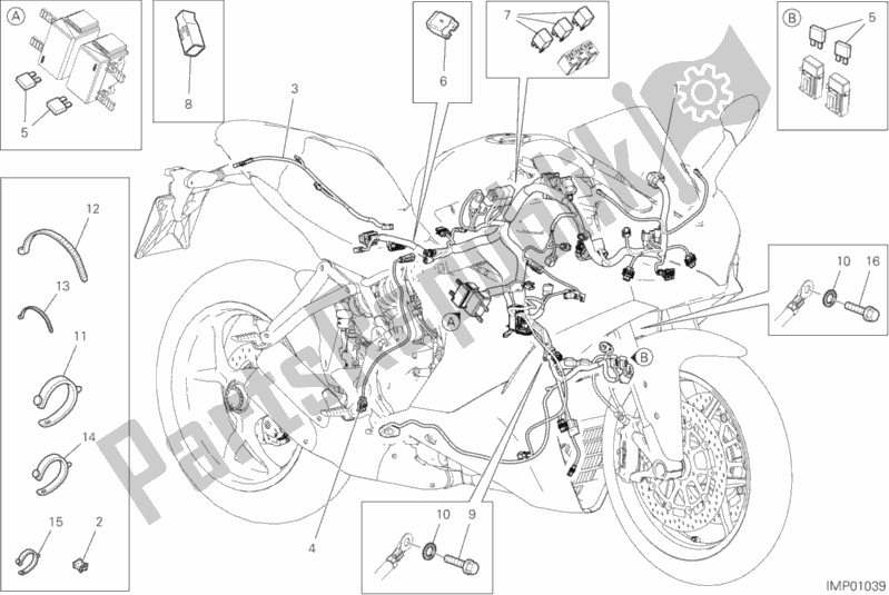 All parts for the Wiring Harness of the Ducati Supersport Thailand 950 2019